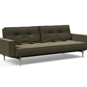 Innovation Splitback Klappsofa mit Polster-Armlehne 535 Boucle Forest Green Styletto Holz hell / Gestell schwarz EAN:5700110949248