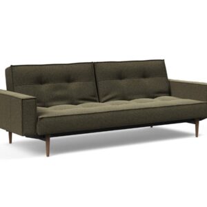 Innovation Splitback Klappsofa mit Polster-Armlehne 535 Boucle Forest Green Styletto Holz dunkel / Gestell schwarz EAN:5700110949248