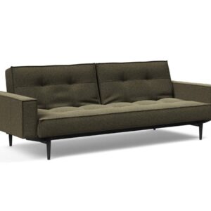 Innovation Splitback Klappsofa mit Polster-Armlehne 535 Boucle Forest Green Styletto Holz schwarz / Gestell schwarz EAN:5700110949248