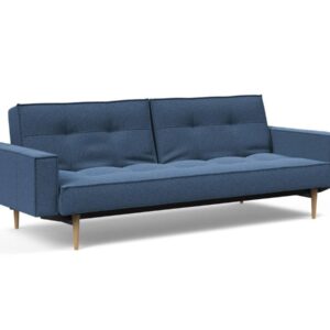 Innovation Splitback Klappsofa mit Polster-Armlehne 537 Boucle Blue Styletto Holz hell / Gestell schwarz EAN:5700110949248