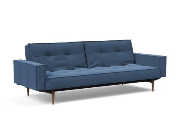 Innovation Splitback Klappsofa mit Polster-Armlehne 537 Boucle Blue Styletto Holz dunkel / Gestell schwarz EAN:5700110949248