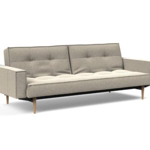 Innovation Splitback Klappsofa mit Polster-Armlehne 539 Boucle Beige Styletto Holz hell / Gestell schwarz EAN:5700110949248