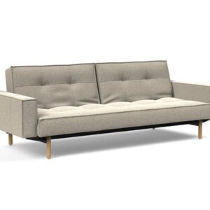 Innovation Splitback Klappsofa mit Polster-Armlehne 539 Boucle Beige Stem Holz hell / Gestell schwarz EAN:5700110949248