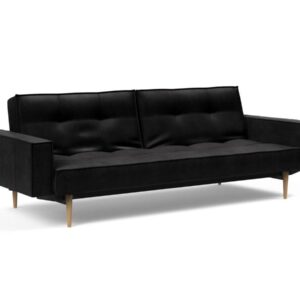 Innovation Splitback Klappsofa mit Polster-Armlehne 550 Fanual Black Styletto Holz hell / Gestell schwarz EAN:5700110949248