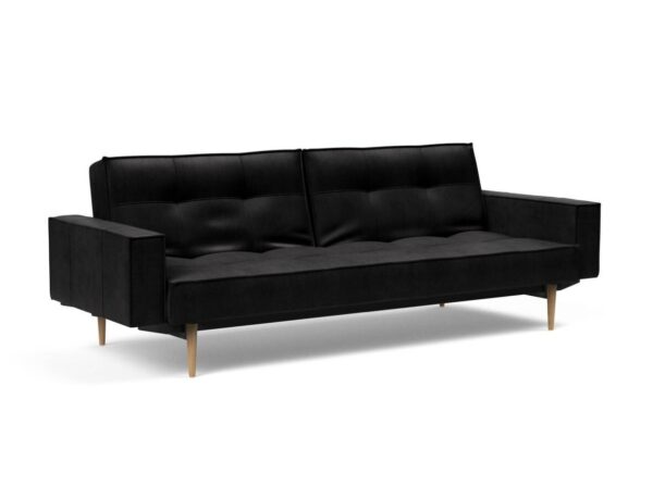 Innovation Splitback Klappsofa mit Polster-Armlehne 550 Fanual Black Styletto Holz hell / Gestell schwarz EAN:5700110949248