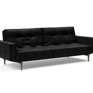 Innovation Splitback Klappsofa mit Polster-Armlehne 550 Fanual Black Styletto Holz dunkel / Gestell schwarz EAN:5700110949248