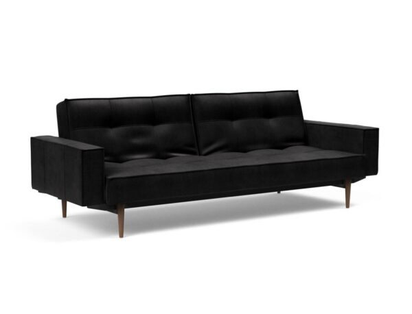 Innovation Splitback Klappsofa mit Polster-Armlehne 550 Fanual Black Styletto Holz dunkel / Gestell schwarz EAN:5700110949248