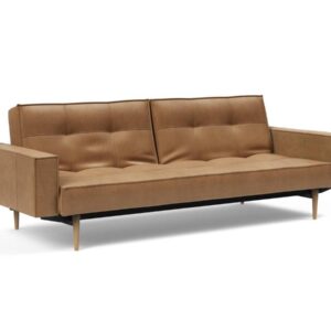 Innovation Splitback Klappsofa mit Polster-Armlehne 551 Faunal Brown Styletto Holz hell / Gestell schwarz EAN:5700110949248