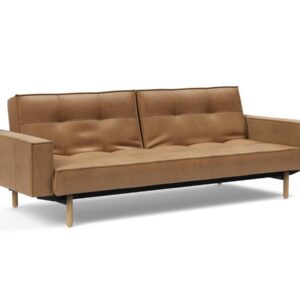 Innovation Splitback Klappsofa mit Polster-Armlehne 551 Faunal Brown Stem Holz hell / Gestell schwarz EAN:5700110949248