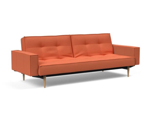 Innovation Splitback Klappsofa mit Polster-Armlehne 581 Argus Rust Styletto Holz hell / Gestell schwarz EAN:5700110949248