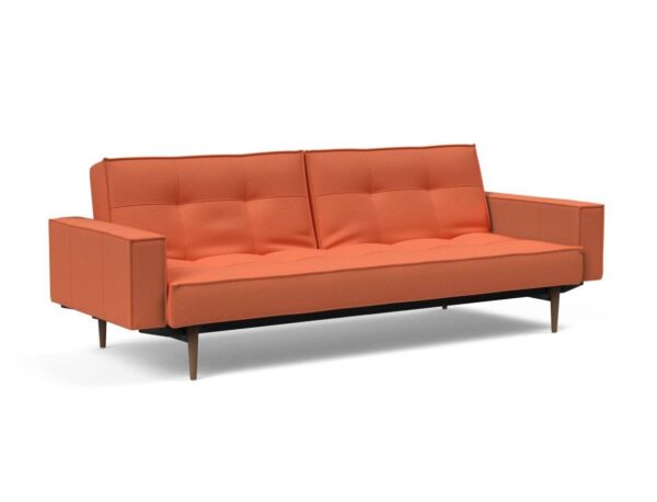 Innovation Splitback Klappsofa mit Polster-Armlehne 581 Argus Rust Styletto Holz dunkel / Gestell schwarz EAN:5700110949248