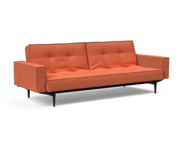 Innovation Splitback Klappsofa mit Polster-Armlehne 581 Argus Rust Styletto Holz schwarz / Gestell schwarz EAN:5700110949248