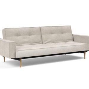 Innovation Splitback Klappsofa mit Polster-Armlehne 280 Avella Sand Styletto Holz hell / Gestell schwarz EAN:5700110949248