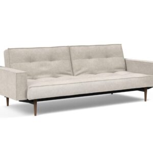 Innovation Splitback Klappsofa mit Polster-Armlehne 280 Avella Sand Styletto Holz dunkel / Gestell schwarz EAN:5700110949248