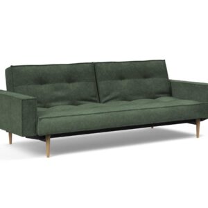 Innovation Splitback Klappsofa mit Polster-Armlehne 281 Avella Pine Green Styletto Holz hell / Gestell schwarz EAN:5700110949248