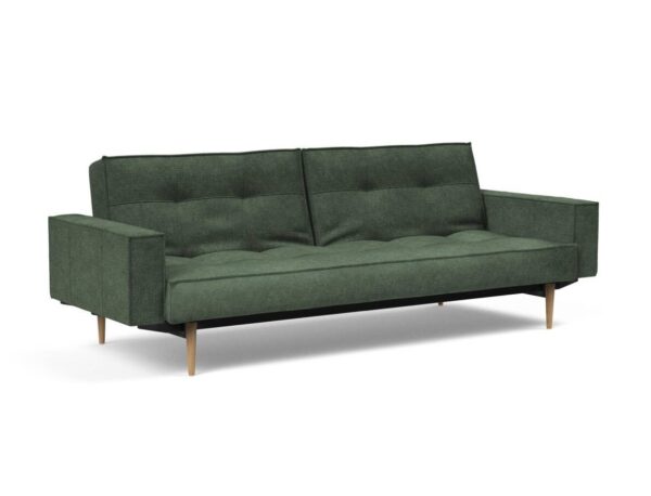 Innovation Splitback Klappsofa mit Polster-Armlehne 281 Avella Pine Green Styletto Holz hell / Gestell schwarz EAN:5700110949248