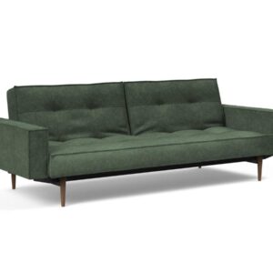 Innovation Splitback Klappsofa mit Polster-Armlehne 281 Avella Pine Green Styletto Holz dunkel / Gestell schwarz EAN:5700110949248