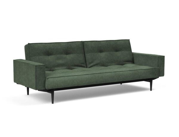 Innovation Splitback Klappsofa mit Polster-Armlehne 281 Avella Pine Green Styletto Holz schwarz / Gestell schwarz EAN:5700110949248