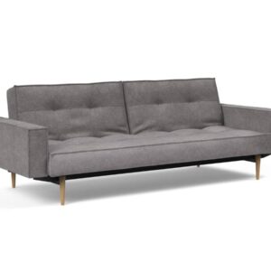 Innovation Splitback Klappsofa mit Polster-Armlehne 282 Avella Warm Grey Styletto Holz hell / Gestell schwarz EAN:5700110949248