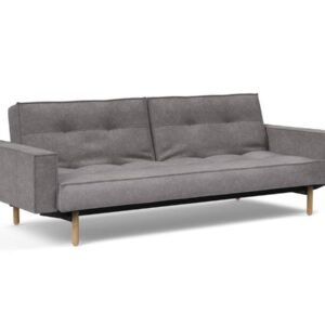 Innovation Splitback Klappsofa mit Polster-Armlehne 282 Avella Warm Grey Stem Holz hell / Gestell schwarz EAN:5700110949248