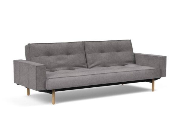 Innovation Splitback Klappsofa mit Polster-Armlehne 282 Avella Warm Grey Stem Holz hell / Gestell schwarz EAN:5700110949248