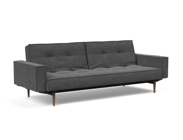 Innovation Splitback Klappsofa mit Polster-Armlehne 350 Taura Deep Grey Styletto Holz dunkel / Gestell schwarz EAN:5700110949248