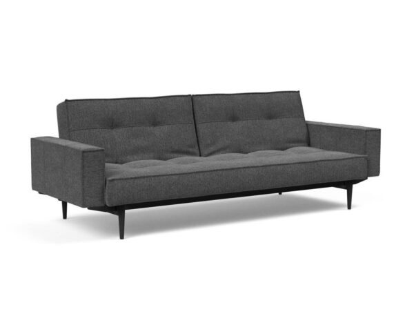 Innovation Splitback Klappsofa mit Polster-Armlehne 350 Taura Deep Grey Styletto Holz schwarz / Gestell schwarz EAN:5700110949248