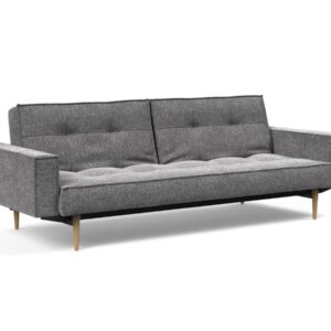 Innovation Splitback Klappsofa mit Polster-Armlehne 351 Taura Slate Grey Styletto Holz hell / Gestell schwarz EAN:5700110949248