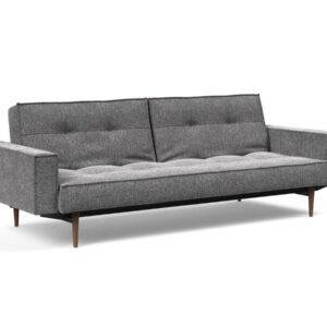 Innovation Splitback Klappsofa mit Polster-Armlehne 351 Taura Slate Grey Styletto Holz dunkel / Gestell schwarz EAN:5700110949248