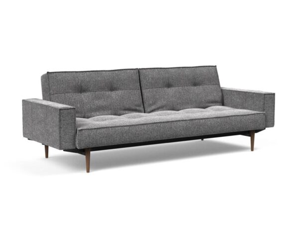 Innovation Splitback Klappsofa mit Polster-Armlehne 351 Taura Slate Grey Styletto Holz dunkel / Gestell schwarz EAN:5700110949248