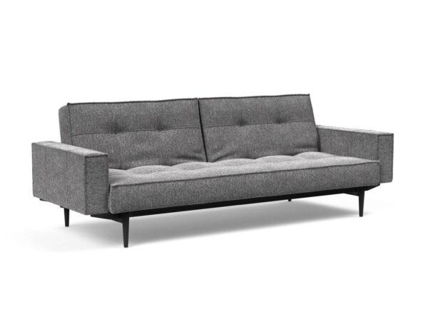 Innovation Splitback Klappsofa mit Polster-Armlehne 351 Taura Slate Grey Styletto Holz schwarz / Gestell schwarz EAN:5700110949248