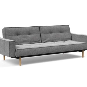 Innovation Splitback Klappsofa mit Polster-Armlehne 351 Taura Slate Grey Stem Holz hell / Gestell schwarz EAN:5700110949248