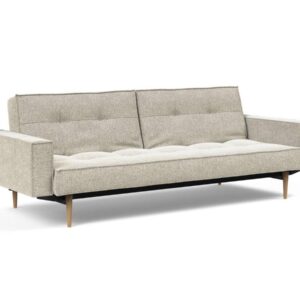 Innovation Splitback Klappsofa mit Polster-Armlehne 357 Taura Off White Styletto Holz hell / Gestell schwarz EAN:5700110949248