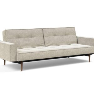 Innovation Splitback Klappsofa mit Polster-Armlehne 357 Taura Off White Styletto Holz dunkel / Gestell schwarz EAN:5700110949248