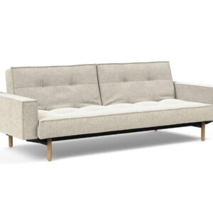 Innovation Splitback Klappsofa mit Polster-Armlehne 357 Taura Off White Stem Holz hell / Gestell schwarz EAN:5700110949248