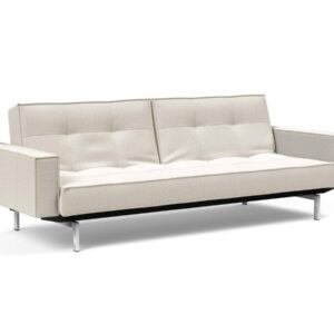 Innovation Splitback Klappsofa mit Polster-Armlehne 531 Boucle Off White Chrom / Mattschwarz EAN:5700110977173