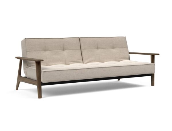 Innovation Splitback Klappsofa mit Frej Armlehnen Frej Schwarze Eiche 612 Linen Sand Grey EAN:5700111106381