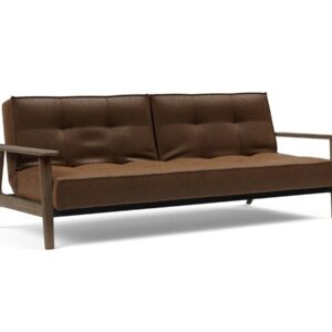 Innovation Splitback Klappsofa mit Frej Armlehnen Frej Schwarze Eiche 461 Leather Look Brown Vintage EAN:5700111106381