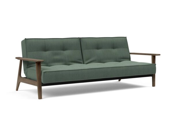 Innovation Splitback Klappsofa mit Frej Armlehnen Frej Schwarze Eiche 518 Elegance Green EAN:5700111106381