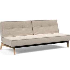 Innovation Splitback Klappsofa 612 Linen Sand Grey Eik Eiche / Gestell schwarz EAN:5700111119206