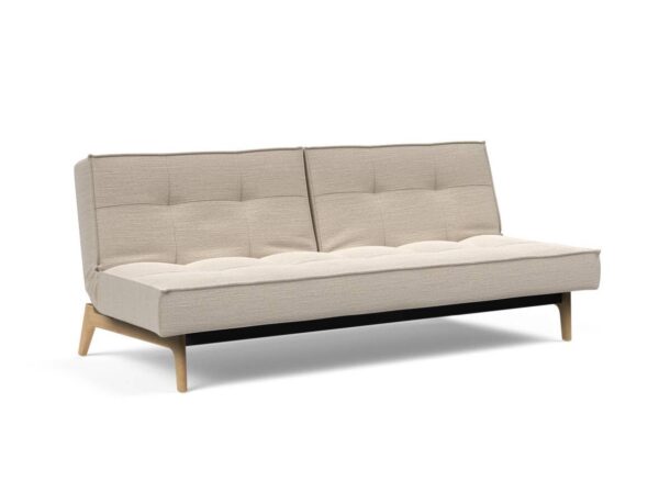 Innovation Splitback Klappsofa 612 Linen Sand Grey Eik Eiche / Gestell schwarz EAN:5700111119206