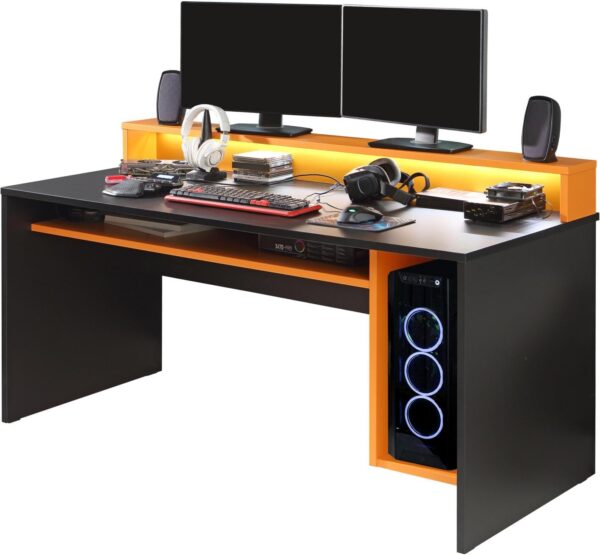 Gaming Tisch TEZAUR 2 Computertisch Schwarz Orange von Forte EAN:5904767892791